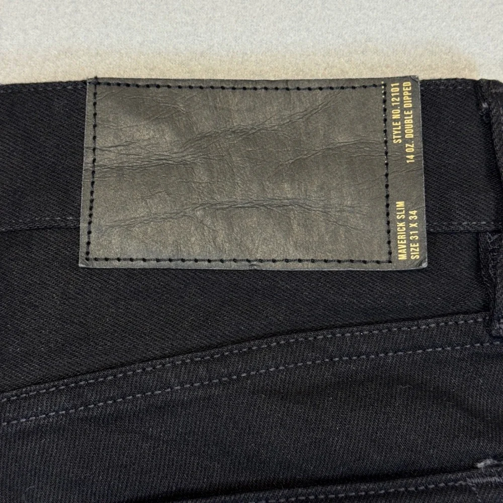 BUCK MASON Black Maverick Slim Jeans Mens 31x28 Tagged 31x34 Button Fly $148